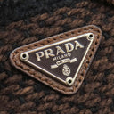 プラダ PRADA トライアングルロゴ ツイード バッグ B11268 MARRONE ツイード レザー ハンドバッグ シルバー金具 茶 黒 ボーダー 三角ロゴ ミニトート