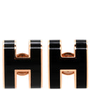エルメス HERMES ポップアッシュ Hピアス ブラック×ローズゴールド GP エナメル ピアス ピンクゴールド 黒 Hモチーフ