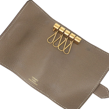 エルメス HERMES ベアン 4連 キーケース エトゥープ ヴォーエプソン キーケース ゴールド金具 グレージュ 4本