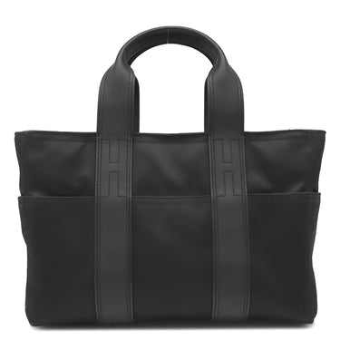 エルメス HERMES アカプルコPM ブラック トワルシェブロン レザー ハンドバッグ シルバー金具 黒 トート