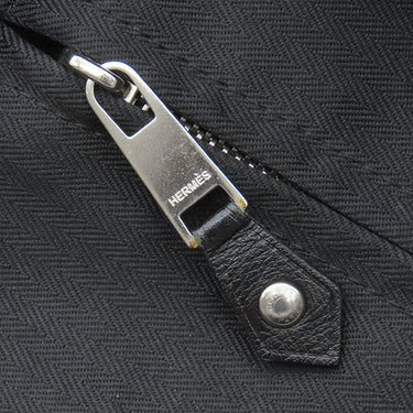エルメス HERMES アカプルコPM ブラック トワルシェブロン レザー ハンドバッグ シルバー金具 黒 トート