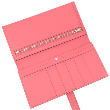 エルメス HERMES ベアンスフレ ローズアザレ ヴォーエプソン 長財布 シルバー金具 ピンク