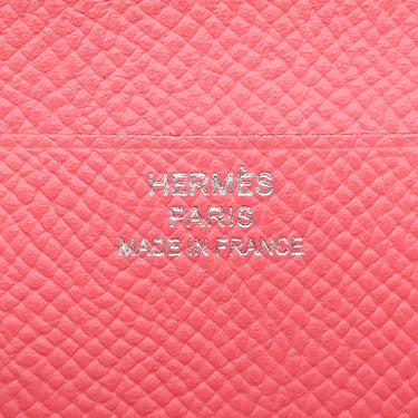 エルメス HERMES ベアンスフレ ローズアザレ ヴォーエプソン 長財布 シルバー金具 ピンク