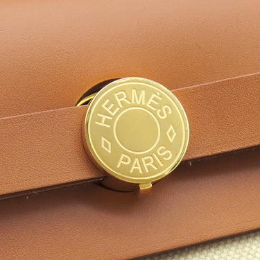 エルメス HERMES エールバッグジップPM 31 ベージュ×ゴールド トワルアッシュ ヴァッシュハンター 2WAYバッグ ゴールド金具 茶 トワルH