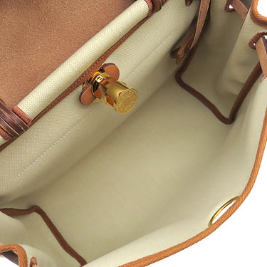 エルメス HERMES エールバッグジップPM 31 ベージュ×ゴールド トワルアッシュ ヴァッシュハンター 2WAYバッグ ゴールド金具 茶 トワルH