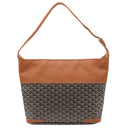 ゴヤール GOYARD グレナディン ブラウン×ブラック PVCコーティングキャンバス レザー ショルダーバッグ シルバー金具 ヘリンボーン 杉綾模様 ワンショルダー