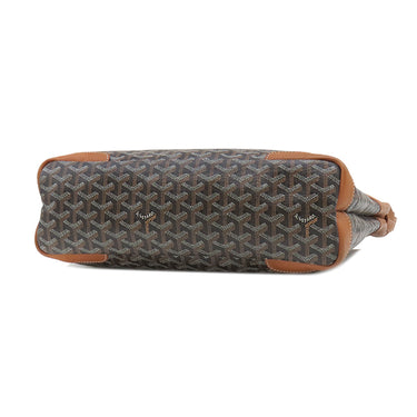 ゴヤール GOYARD グレナディン ブラウン×ブラック PVCコーティングキャンバス レザー ショルダーバッグ シルバー金具 ヘリンボーン 杉綾模様 ワンショルダー