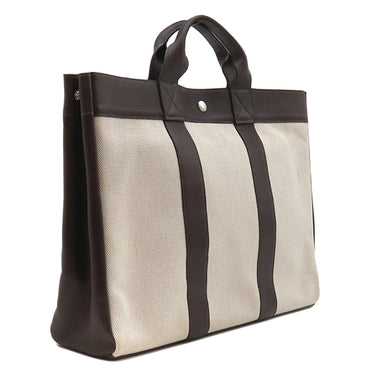 エルメス HERMES サック フールトゥ MM エベーヌ×ナチュラル キャンバス エバーカーフ トートバッグ シルバー金具 茶 ナチュラル A4 ハンドバッグ