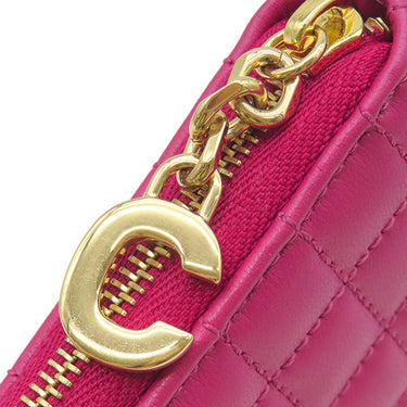セリーヌ CELINE キルティング コインケース ピンク レザー カードケース ゴールド金具 コインケース フラグメントケース