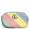 グッチ GUCCI GGマーモント チェーンショルダー 447632 グリーン レザー ショルダーバッグ シルバー金具 レインボー