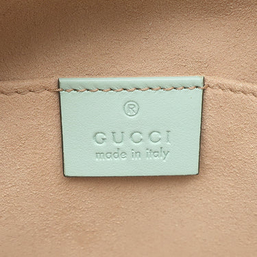 グッチ GUCCI GGマーモント チェーンショルダー 447632 グリーン レザー ショルダーバッグ シルバー金具 レインボー