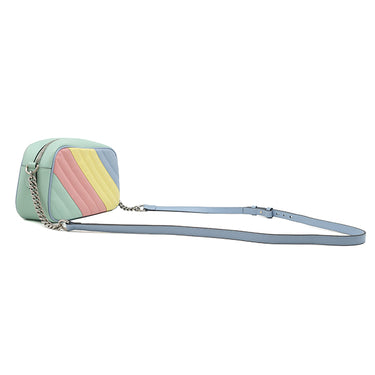 グッチ GUCCI GGマーモント チェーンショルダー 447632 グリーン レザー ショルダーバッグ シルバー金具 レインボー