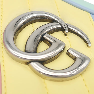 グッチ GUCCI GGマーモント チェーンショルダー 447632 グリーン レザー ショルダーバッグ シルバー金具 レインボー