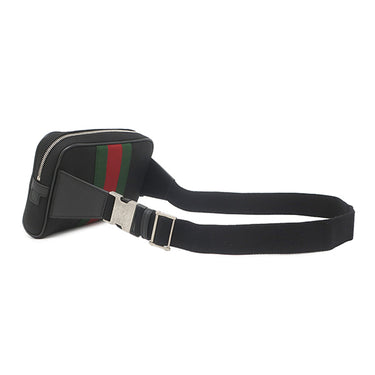 グッチ GUCCI シェリーライン ボディバッグ 630919 ブラック キャンバス ボディバッグ ヴィンテージ金具 ウエストバッグ ウェビングライン
