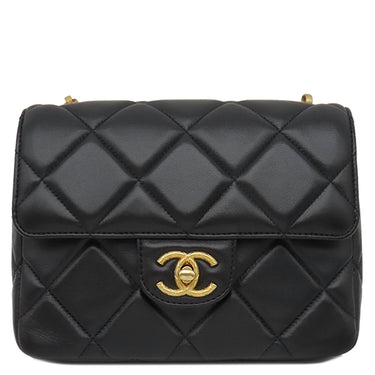 シャネル CHANEL マトラッセ20 チェーンショルダー ブラック ラムスキン ショルダーバッグ マットゴールド金具 黒 ココマーク