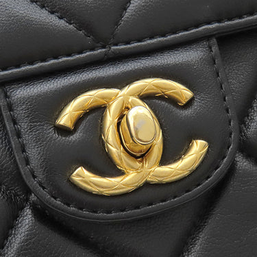シャネル CHANEL マトラッセ20 チェーンショルダー ブラック ラムスキン ショルダーバッグ マットゴールド金具 黒 ココマーク