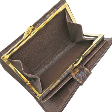 ルイヴィトン LOUIS VUITTON ポルト モネ ビエ ヴィエノワ N61664 ダミエエベヌ ダミエキャンバス 二つ折り財布 ゴールド金具 コンパクトウォレット 茶