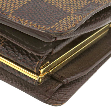 ルイヴィトン LOUIS VUITTON ポルト モネ ビエ ヴィエノワ N61664 ダミエエベヌ ダミエキャンバス 二つ折り財布 ゴールド金具 コンパクトウォレット 茶