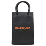 バレンシアガ BALENCIAGA ショッピング フォンホルダー 593826 ブラック レザー ショルダーバッグ シルバー金具 黒
