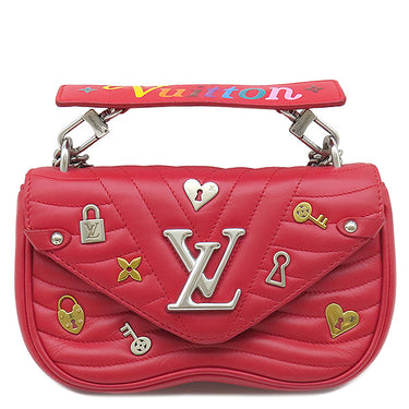 ルイヴィトン LOUIS VUITTON ニューウェーブ PM ラブロック エカルラート カーフ 2WAYバッグ シルバー金具 赤 チェーン ショルダー ハンドバッグ