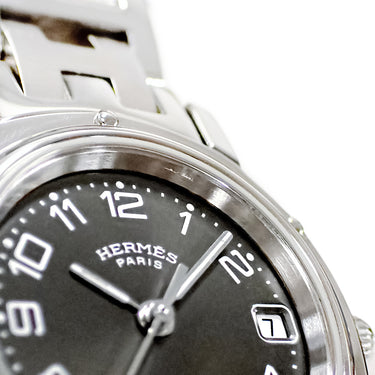 腕時計 エルメス HERMES クリッパー CL4.210 クオーツ レディース グレー サンレイ アラビア デイト