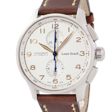 腕時計 ルイ・エラール LOUIS ERARD 1931 クロノグラフ LE73228AA01 自動巻き メンズ シルバー アラビア デイト 青針 クラシック