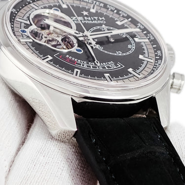 腕時計 ゼニス ZENITH エルプリメロ クロノマスター オープン パワーリザーブ 03.2080.4021/21.C496 自動巻き メンズ ブラック 黒
