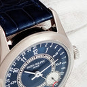 腕時計 パテックフィリップ PATEK PHILIPPE カラトラバ 6000G-012 自動巻き メンズ OH済 K18WG無垢 青 ポインターデイト マイクロローター