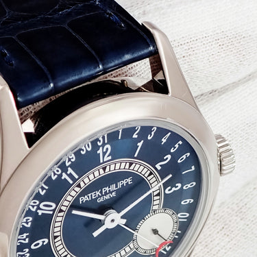 腕時計 パテックフィリップ PATEK PHILIPPE カラトラバ 6000G-012 自動巻き メンズ OH済 K18WG無垢 青 ポインターデイト マイクロローター