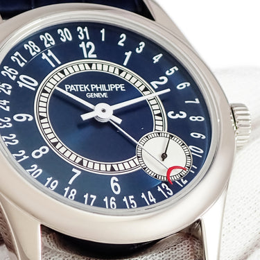 腕時計 パテックフィリップ PATEK PHILIPPE カラトラバ 6000G-012 自動巻き メンズ OH済 K18WG無垢 青 ポインターデイト マイクロローター