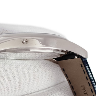 腕時計 パテックフィリップ PATEK PHILIPPE カラトラバ 6000G-012 自動巻き メンズ OH済 K18WG無垢 青 ポインターデイト マイクロローター