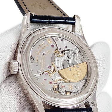腕時計 パテックフィリップ PATEK PHILIPPE カラトラバ 6000G-012 自動巻き メンズ OH済 K18WG無垢 青 ポインターデイト マイクロローター