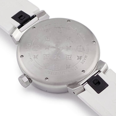 腕時計 ルイヴィトン LOUIS VUITTON タンブール GM モノグラム ホワイト QA114Z クオーツ メンズ アラビア バー ラウンド