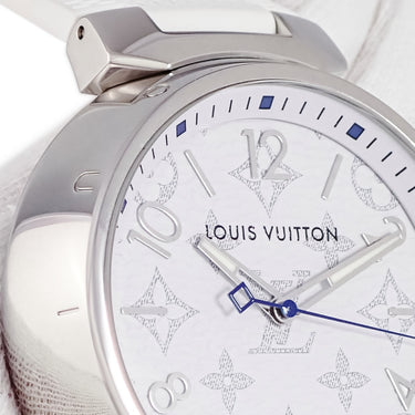 腕時計 ルイヴィトン LOUIS VUITTON タンブール GM モノグラム ホワイト QA114Z クオーツ メンズ アラビア バー ラウンド