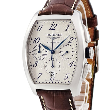 腕時計 ロンジン LONGINES エヴィデンツァ L2.643.4.73.2 自動巻き メンズ クロノグラフ デイト ギョウシェ 青針 トノー