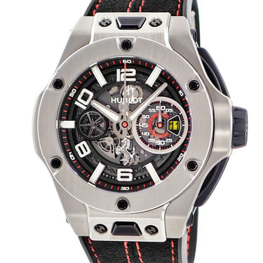 腕時計 ウブロ HUBLOT ビッグバン ウニコ フェラーリ チタニウム 402.NX.0123.WR 自動巻き メンズ OH済 黒 クロノグラフ 限定