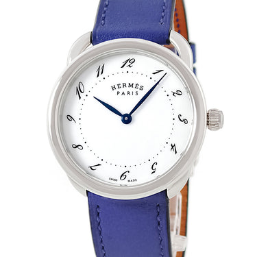 腕時計 エルメス HERMES アルソー 36mm AR5.510 クオーツ メンズ レディース ホワイト 白 青針 アラビア