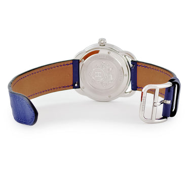 腕時計 エルメス HERMES アルソー 36mm AR5.510 クオーツ メンズ レディース ホワイト 白 青針 アラビア
