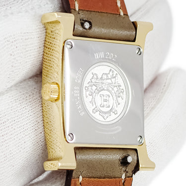 腕時計 エルメス HERMES Hウォッチ PM HH1.202 055424WW00 クオーツ レディース 純正ダイヤ ホワイト シェル H型 スクエア