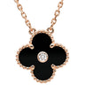 ヴァンクリーフアーペル Van Cleef & Arpels ヴィンテージ アルハンブラ ブラックXローズゴールド K18PG オニキス ダイヤモンド ネックレス PG 750 18K 2016年ホリデー オニキス ダイヤ