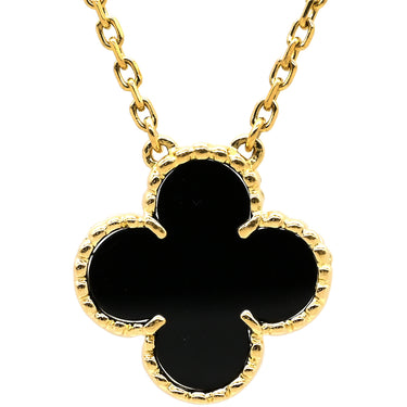 ヴァンクリーフアーペル Van Cleef & Arpels ヴィンテージ アルハンブラ ペンダント ブラック×イエローゴールド K18YG オニキス ネックレス Au750 18K 黒 オニキス 旧型