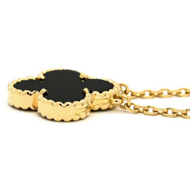 ヴァンクリーフアーペル Van Cleef & Arpels ヴィンテージ アルハンブラ ペンダント ブラック×イエローゴールド K18YG オニキス ネックレス Au750 18K 黒 オニキス 旧型