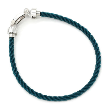フレッド FRED フォース10 MM OB0075/6B1180 リヴィエラブルー×ホワイトゴールド K18WG ステンレスケーブル メタル(コードエンド) #14 ブレスレット ミディアムモデル K18 WG 750
