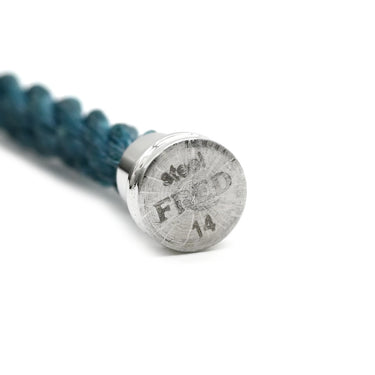 フレッド FRED フォース10 MM OB0075/6B1180 リヴィエラブルー×ホワイトゴールド K18WG ステンレスケーブル メタル(コードエンド) #14 ブレスレット ミディアムモデル K18 WG 750