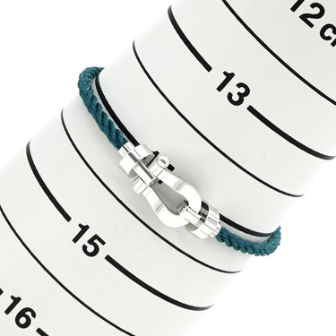 フレッド FRED フォース10 MM OB0075/6B1180 リヴィエラブルー×ホワイトゴールド K18WG ステンレスケーブル メタル(コードエンド) #14 ブレスレット ミディアムモデル K18 WG 750