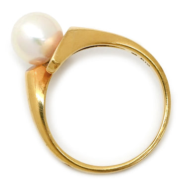 ミキモト MIKIMOTO パール 7.0mm デザインリング パールホワイト×イエローゴールド K18YG パール リング 指輪 真珠 1P 1粒 Au750 18K YG 9号