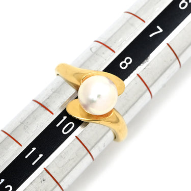 ミキモト MIKIMOTO パール 7.0mm デザインリング パールホワイト×イエローゴールド K18YG パール リング 指輪 真珠 1P 1粒 Au750 18K YG 9号