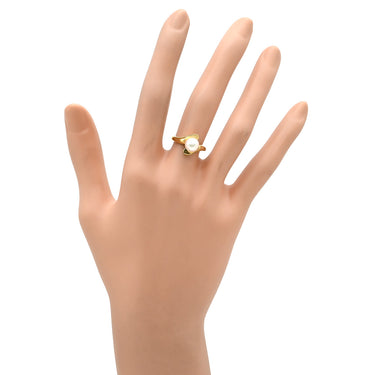 ミキモト MIKIMOTO パール 7.0mm デザインリング パールホワイト×イエローゴールド K18YG パール リング 指輪 真珠 1P 1粒 Au750 18K YG 9号