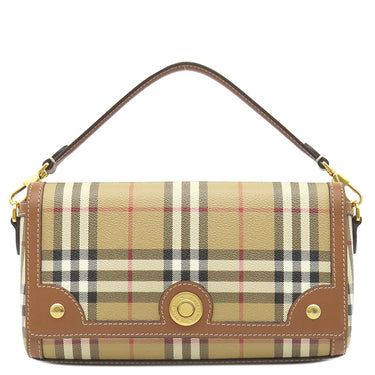 バーバリー BURBERRY トップハンドル ノートバッグ 8066165 ブライアーブラウン レザー 2WAYバッグ ゴールド金具 ELONGATED NOTE VINTAGE CHECK チェック ショルダー