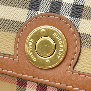 バーバリー BURBERRY トップハンドル ノートバッグ 8066165 ブライアーブラウン レザー 2WAYバッグ ゴールド金具 ELONGATED NOTE VINTAGE CHECK チェック ショルダー